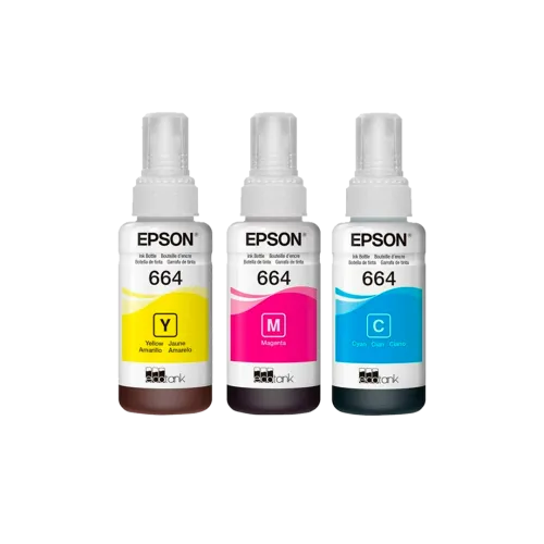 Tinta Epson T664 Pack 3 Pzas Colores Cian/Magenta/Amarillo