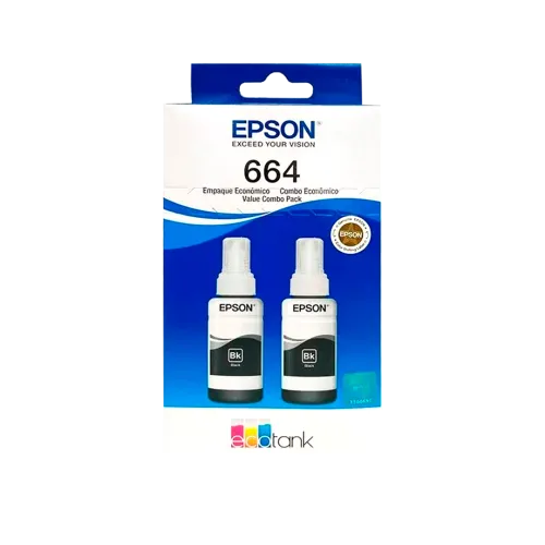 Tinta Epson T664 Pack 2 Pzas Color Negro
