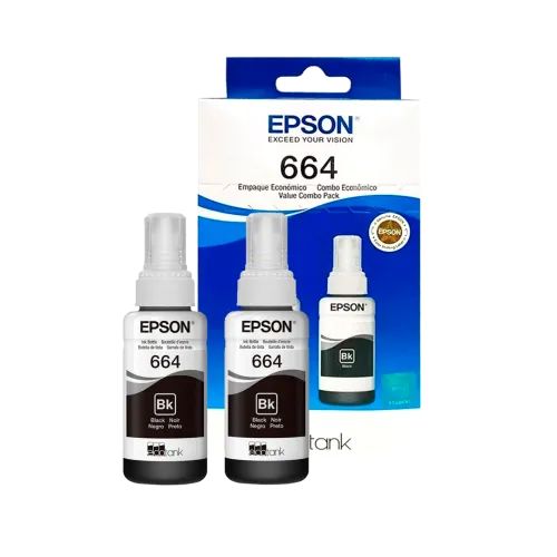 Tinta Epson T664 Pack 2 Pzas Color Negro