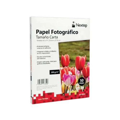 Papel Fotografico Nextep Tamaño Carta 50 Hojas Acabado Brillante 200gr