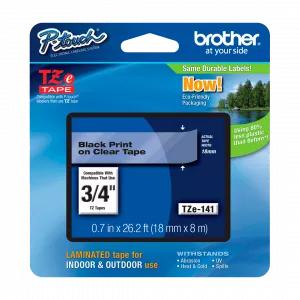 CINTA BROTHER TZE141 NEGRO/TRANSPARENTE